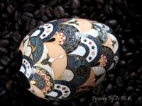 Featured in  Weranda Magazine Issue April 2012   Cranes and Fans Chiyogami Ukrainian Style Easter Egg Pysanky by So Jeo : Pysanky Pysanka Ukrainian Easter egg batik ukrainian easter art batik  eggshell kimono chiyogami washi origami fans cranes birds blooms gold leaf sojeo leblond artist art  poland polish magazine weranda design april 2012